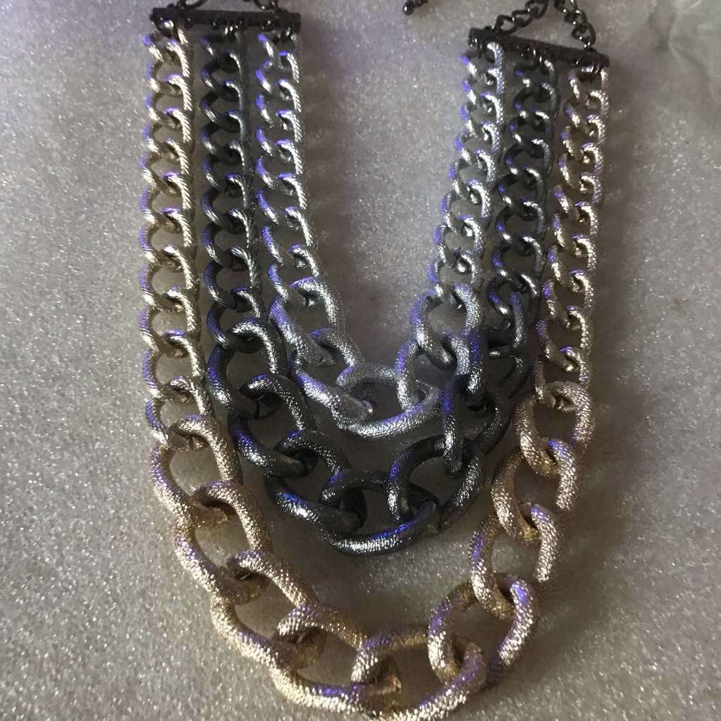 Multi-Chain Statement Necklace In Gold And Gunmetal - Women Jewelry